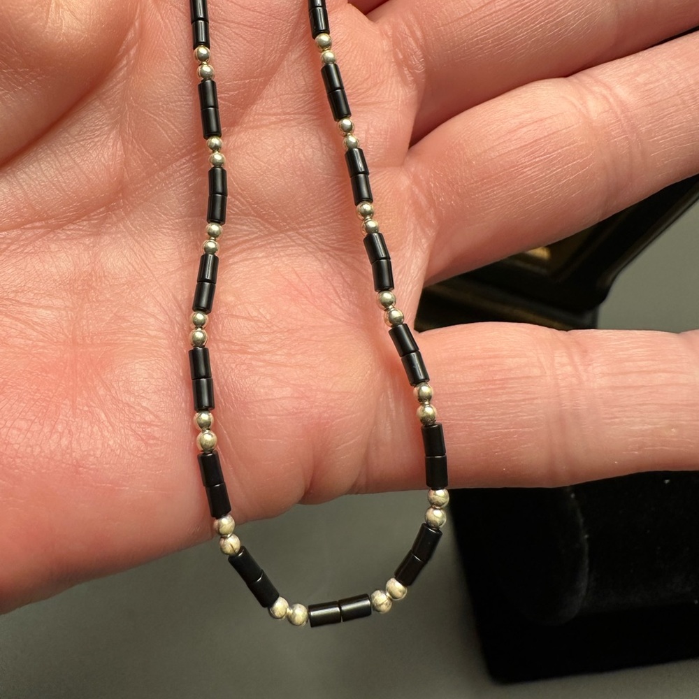 Elegant Black and Silver Beaded Necklace